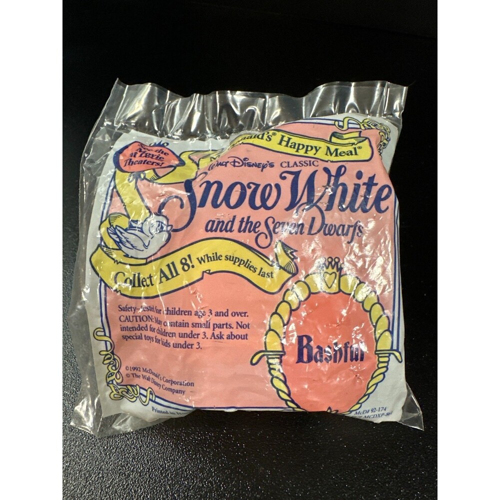 Vintage 1992 McDonald's Disney‎ Snow White Bashful Happy Meal Toy – Sealed